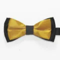Elegante pajarita de doble capa de poliéster brillante para bodas y fiestas. - Dorado Amarillo