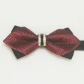 Herren Strass Fliege Detail, rot schwarz karo doppel Schicht Schleife für Hochzeit Anzug Tuxedo. - LJ-ZJ01