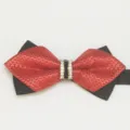 Herren spitzer Strass Fliege, rot schwarz texturiertes Gewebe Detail Nahaufnahme. - LJ-ZJ02