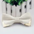 Elegante Herrenfliege mit metallisch goldenen Ecken und Silberpunkten für formelle Anzüge. - Gebrochenes Weiß