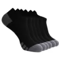 Low-cut athletic running socks detail view, black and grey color block, breathable sports - One Size / Black