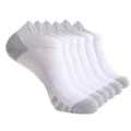 Breathable athletic low cut socks for men and women, classic white with grey heel detail. - One Size / White