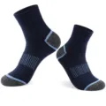 Men's athletic sports running socks mid-calf navy blue moisture-wicking outdoor hiking socks - One Size / Navy Blue