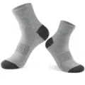Men Grey Athletic Crew Socks Breathable Sports Running Cycling Outdoor Socks Pair - One Size / Light Gray