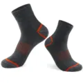 Men's athletic crew socks for outdoor running cycling hiking, comfortable grey sports socks. - One Size / Dark Gray