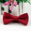 Farfallina rossa in satin di poliestere tinta unita, variante per bambini, elegante cravatta lucida. - Rosso Mattone