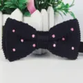 Classic black knitted bow tie with pink polka dots for men, perfect for weddings and events. - Black with Pink Polka Dots