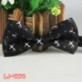 Schwarze Fliege mit Kreuz Muster für Herren, elegante Polyesterkrawatte für Hochzeit Party. - Nr. 70
