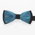 Pajarita de raso azul y negro bicolor elegante para boda fiesta de hombre formal. - Azul Lago Oscuro