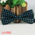 Klassische schwarz-blaue Pünktchen Fliege für Herren, stilvoller Polyester Halbschmuck. - Nr. 2