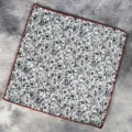 Cotton pocket square with floral print and red edge, perfect for men's suit suits or blazers. - FJ-MT05