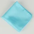 Lichtblauwe heren pochet, effen fijn geruit polyester pak zakdoek voor zakelijke bijeenkomst. - Meerblauw