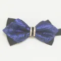 Stylish blue black pointed rhinestone bow tie for men wedding party groom tuxedo formal wear - LJ-ZJ08