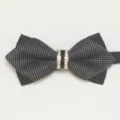 Men's fashion crystal rhinestone bow tie, black double layer formal wedding bowknot detail. - LJ-ZJ09
