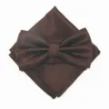 Bruine strik en pochet set met fijn ruitpatroon voor heren zakelijke huwelijk formele kleding - XGTZ31 licht koffiebruin