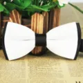 Zweilagige matte einfarbige Fliege mit schwarzem Rand klassisch Herren Hochzeit Halsschmuck - Schwarz und Weiß