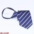Heren stropdas met rits blauw gestreept zakelijke formele kleding professionele accessoire - Donkerblauw