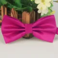 Magenta polyester jacquard bow tie, fine grid texture, classic business formal accessory for men. - 28 Rose Red