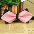 Herren spitzes Eck rosa karierte Fliege Business Freizeit Hochzeit Polyester Halsschmuck - LJ-JJ04