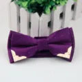 Purple men's formal bow tie with silver dots and elegant gold metal corners for wedding suit. - Deep purple