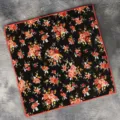 Men's Black Floral Cotton Pocket Square Wedding Business Suit Square Handkerchief - FJ-MT10
