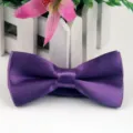 Farfallina viola lucida in poliestere tinta unita per bambini accessorio moda matrimonio. - Viola Solido