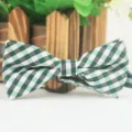 British style children cotton plaid bow tie in green color, perfect for school parties. - LJ-EM08