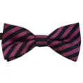 Kinder Polyester Jacquard Fliege mit trendigen schwarz-rosa Streifen fuer Party und Hochzeit - Stil 4