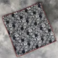 Men's pocket square navy blue floral cotton handkerchief wedding suit chest pocket square - FJ-MT11
