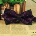 Men's Black Purple Checkered Bow Tie Polyester Silk Formal Business Wedding Neckwear - LJ-JJ08