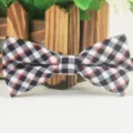 Kids British style black red plaid bow tie, cute cotton neckwear for party performance. - LJ-EM09