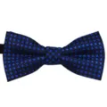 Kids blue jacquard bow tie detail showing exquisite cross pattern and fabric texture. - Style 5