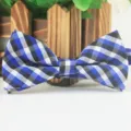 Kids blue plaid bow tie, children British style cotton necktie for performance and daily wear. - LJ-EM10