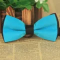Doppelter blauer Fliege mit schwarzem Rand einfarbig Polyester für Herren formelle Kleidung - Schwarz mit Seeblau