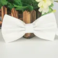 Classic solid white textured bow tie for men, stylish fabric bowtie for business and casual wear. - White (10)