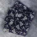 Men's navy blue floral cotton pocket square for business suit wedding handkerchief accessory. - FJ-MT13