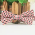 Kids Red Black Plaid Bow Tie Children Cotton British Style Performance Bowknot Accessory - LJ-EM12