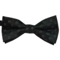 Black jacquard bow tie with white circle patterns, ideal for weddings and formal events. - Style 16