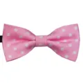 Close-up detail of the pink polka dot bow tie showing texture and fabric craftsmanship. - Style 18