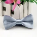 Farfallino in poliestere tinta unita grigio chiaro cravatta elegante per bambini e feste - grigio-argento