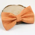 Orangefarbene weiße Punkte Polyester Fliege für Herren formelle Kleidung Hochzeitsaccessoire. - Orange Polka Dot (LJ-CD06)