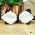 Men's black and white patterned sharp bow tie for business wedding formal wear polyester. - LJ-JJ13