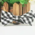 Classic black and white gingham kids bow tie, stylish checkered neckwear accessory for children. - LJ-EM15