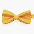Farfallino giallo jacquard a quadri per bambini in dettaglio con trama del tessuto. - Giallo Oro