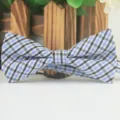 Blue black plaid cotton bow tie for kids performance, classic British style accessory. - LJ-EM16