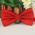 Classic red polyester bow tie with fine jacquard texture, perfect for business and formal events. - Bright Red