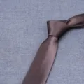 Variante cravatta da uomo marrone tinta unita, larghezza 8cm in poliestere seta, accessorio elegante. - LD-HC8CM18 Marrone