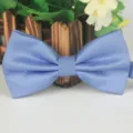Solid blue jacquard bow tie, textured grid pattern, classic gentleman suit accessory. - Sky Blue