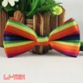 Pajarita a rayas de colores para hombres, tejido de poliéster boda fiesta accesorio corbata. - Rayas Horizontales Multicolor