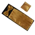 Gold cummerbund bow tie and pocket square set for men formal wedding party gift box - Gold